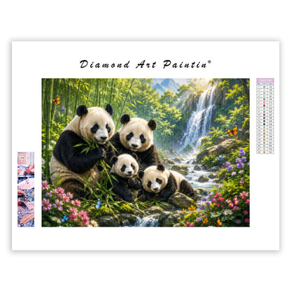 Pandafamiljens fridfulla tillflykt – Diamantmålning