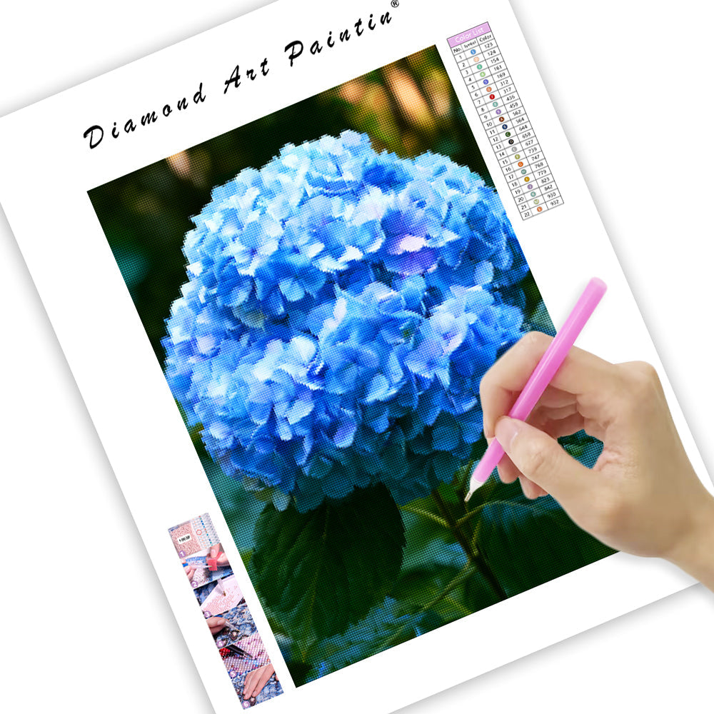 Blå hortensia – Diamantmålning