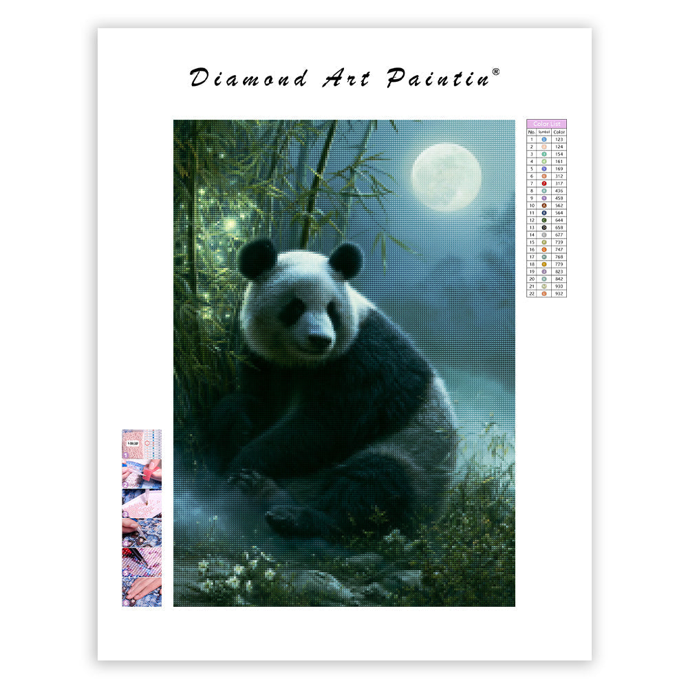 Panda i månsken – Diamantmålning
