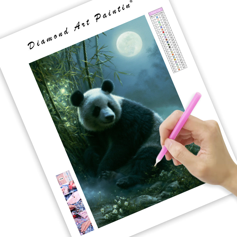 Panda i månsken – Diamantmålning