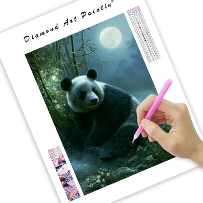 Panda i månsken – Diamantmålning