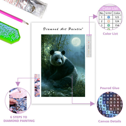 Panda i månsken – Diamantmålning