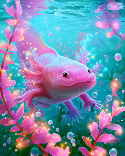 Regnbågsaxolotl – Diamantmålning