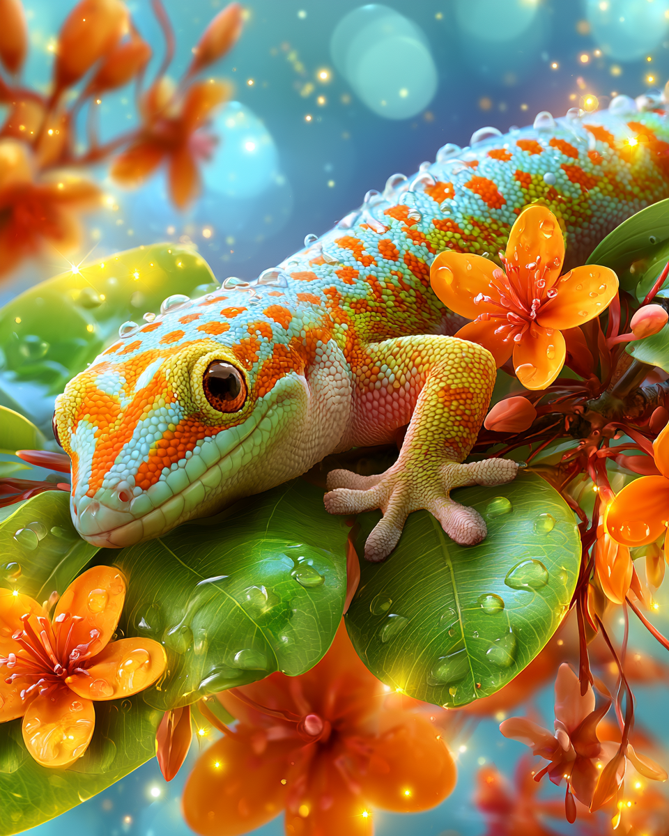 Regnbågsgecko – Diamantmålning