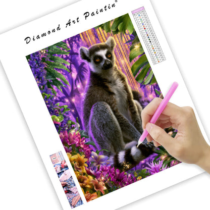 Regnbågsfärgad lemur – Diamantmålning