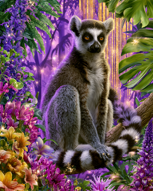 Regnbågsfärgad lemur – Diamantmålning