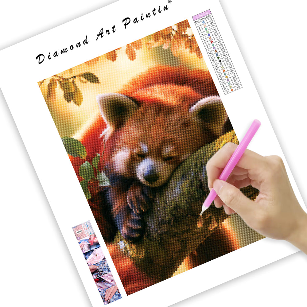Vilande röd panda – Diamantmålning