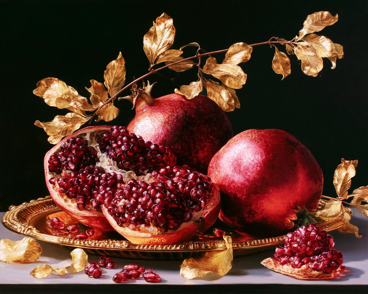 Rubinrött granatäpple – Diamantmålning