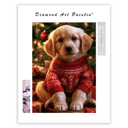 Golden Retriever till jul - DiamantmåLning