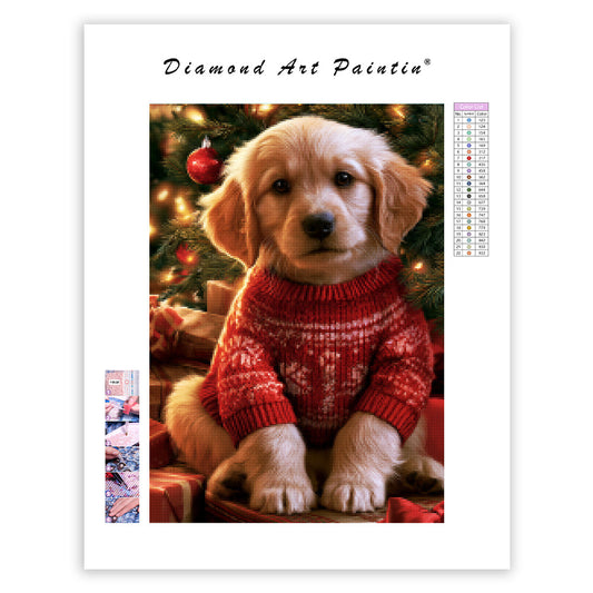 Golden Retriever till jul - DiamantmåLning