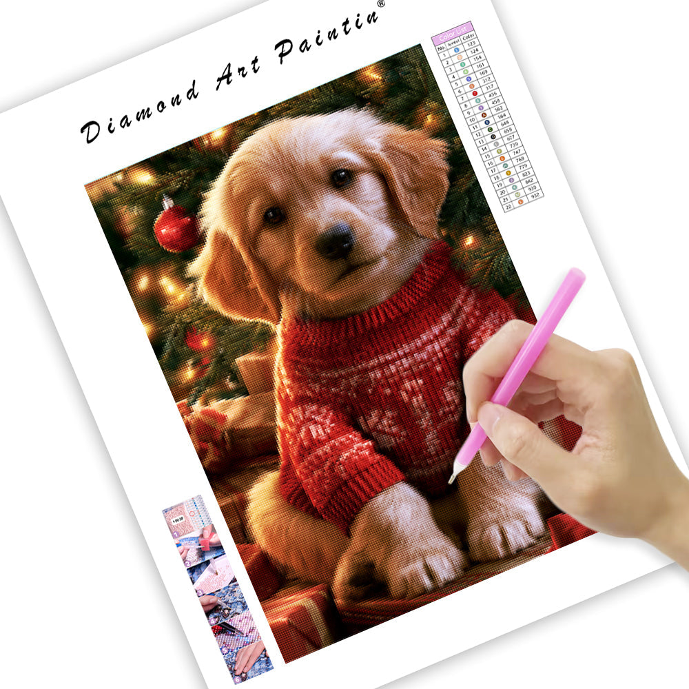 Golden Retriever till jul - DiamantmåLning