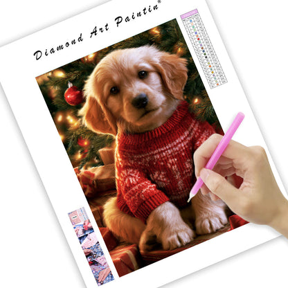 Golden Retriever till jul - DiamantmåLning