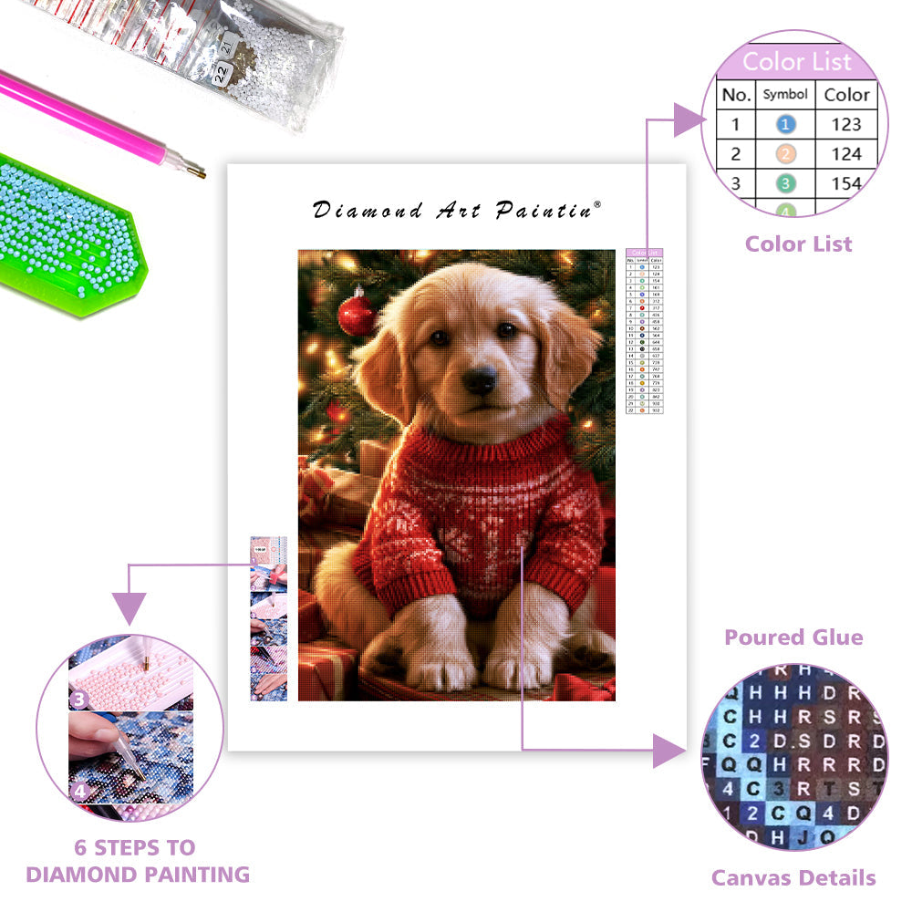 Golden Retriever till jul - DiamantmåLning
