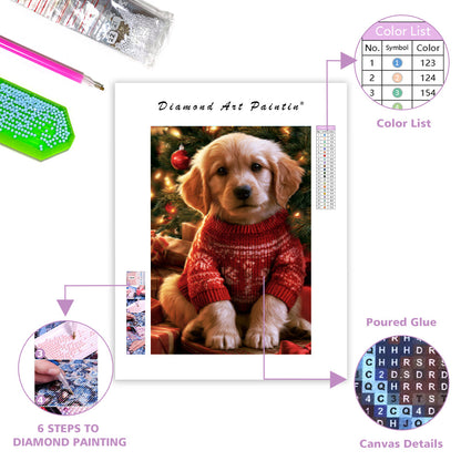 Golden Retriever till jul - DiamantmåLning