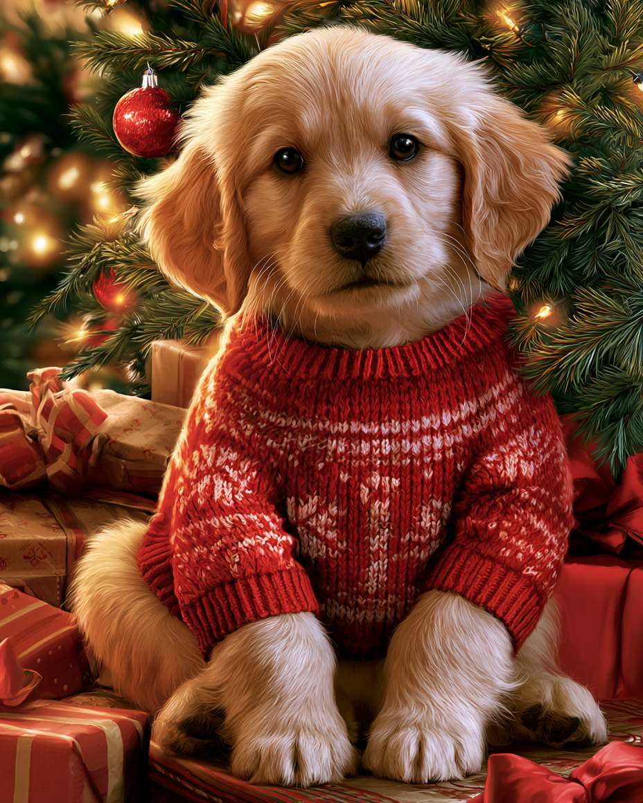 Golden Retriever till jul - DiamantmåLning