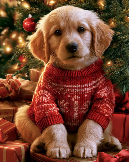 Golden Retriever till jul - DiamantmåLning