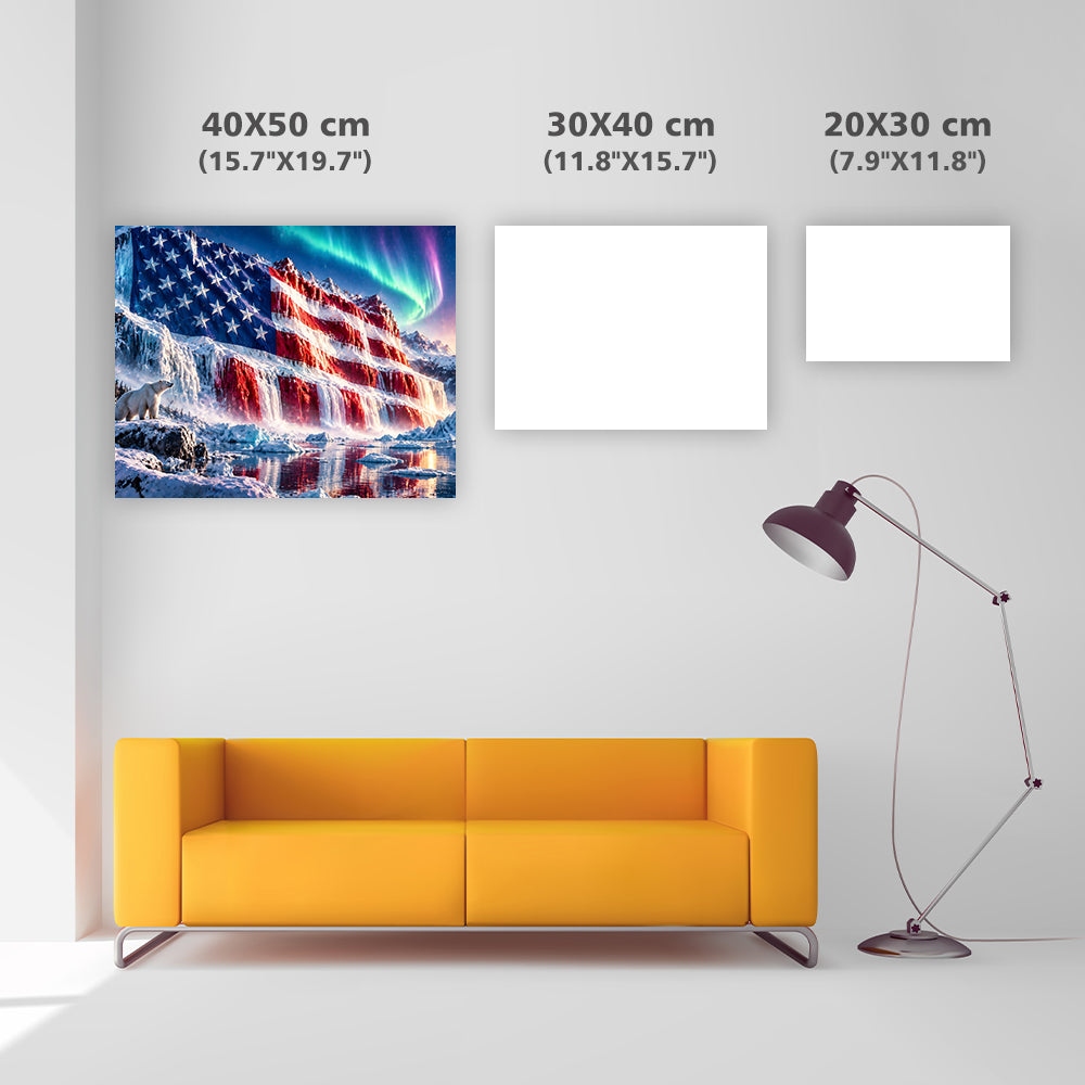 Nationalflagga vid vattenfall - Diamantmålning