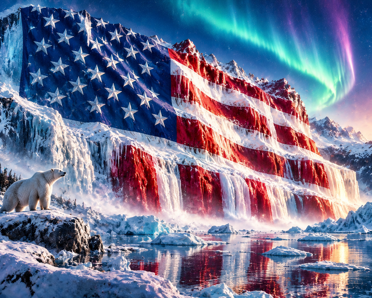 Nationalflagga vid vattenfall - Diamantmålning
