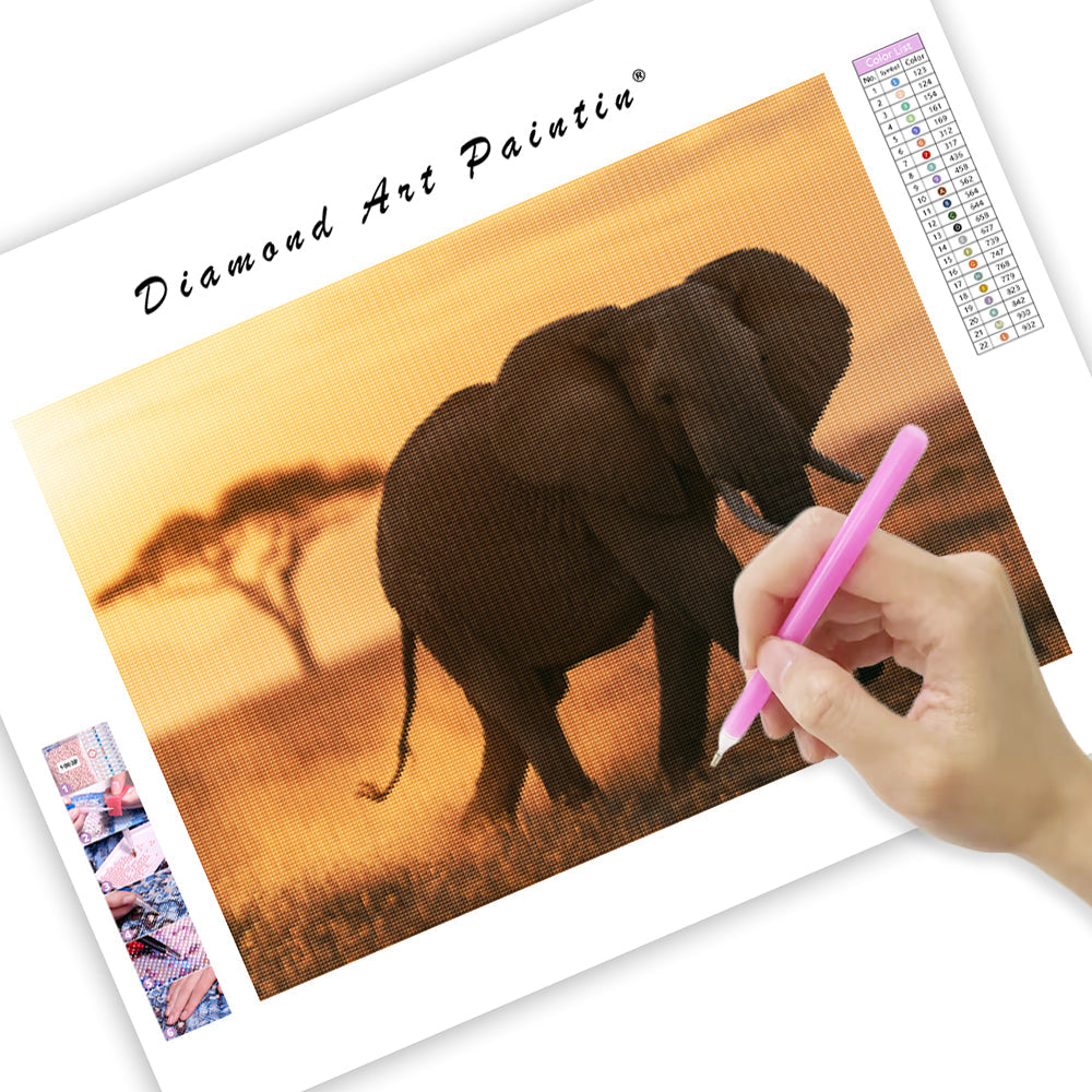 Majestätisk elefant - Diamantmålning