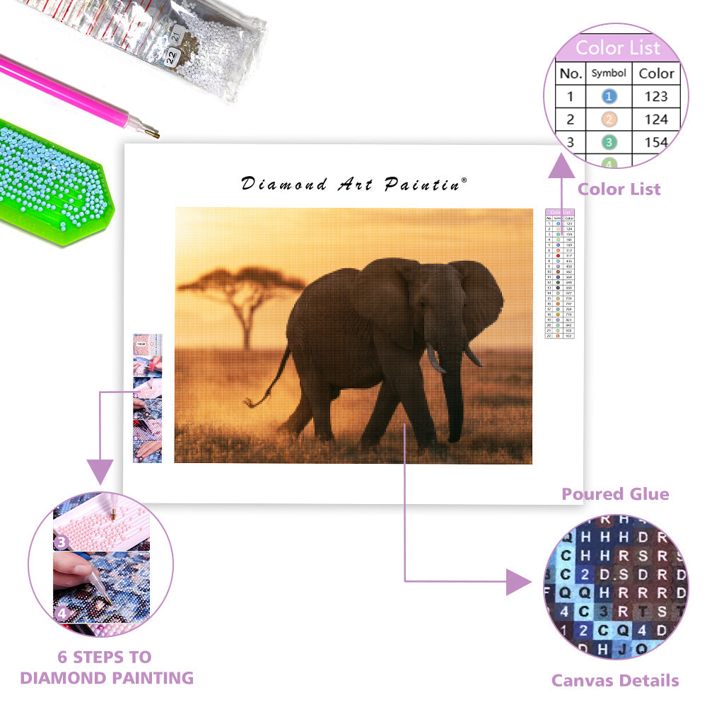 Majestätisk elefant - Diamantmålning