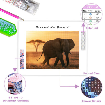 Majestätisk elefant - Diamantmålning