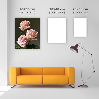 Eleganta rosa rosor - Diamantmålning