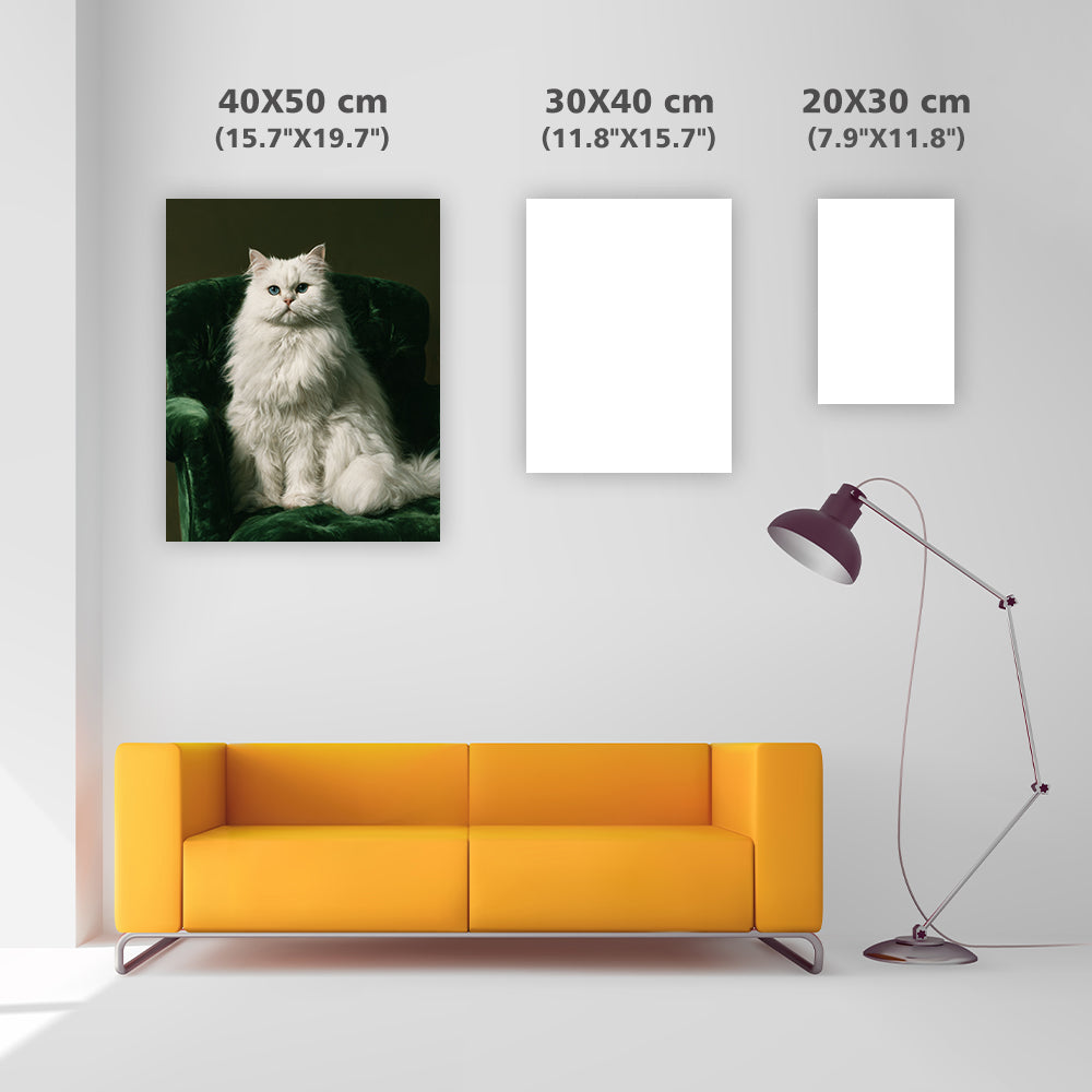 Kunglig vit katt - Diamantmålning