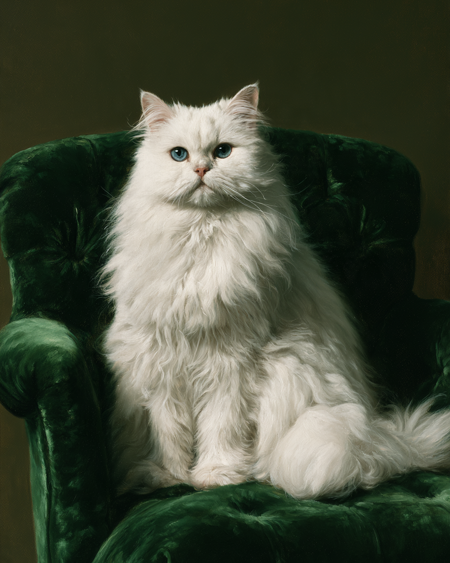 Kunglig vit katt - Diamantmålning