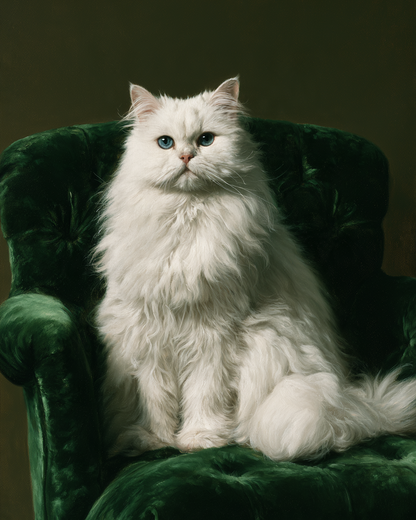 Kunglig vit katt - Diamantmålning