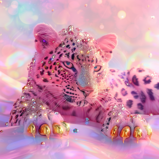 Ružový leopard - Diamantmålning