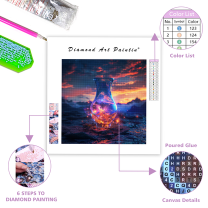 Žiarivá magická váza - Diamantmålning
