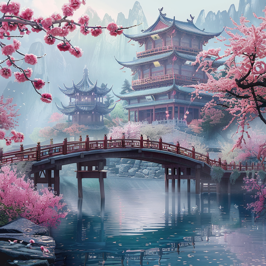 Diamantmålning Blossom Bridge Town