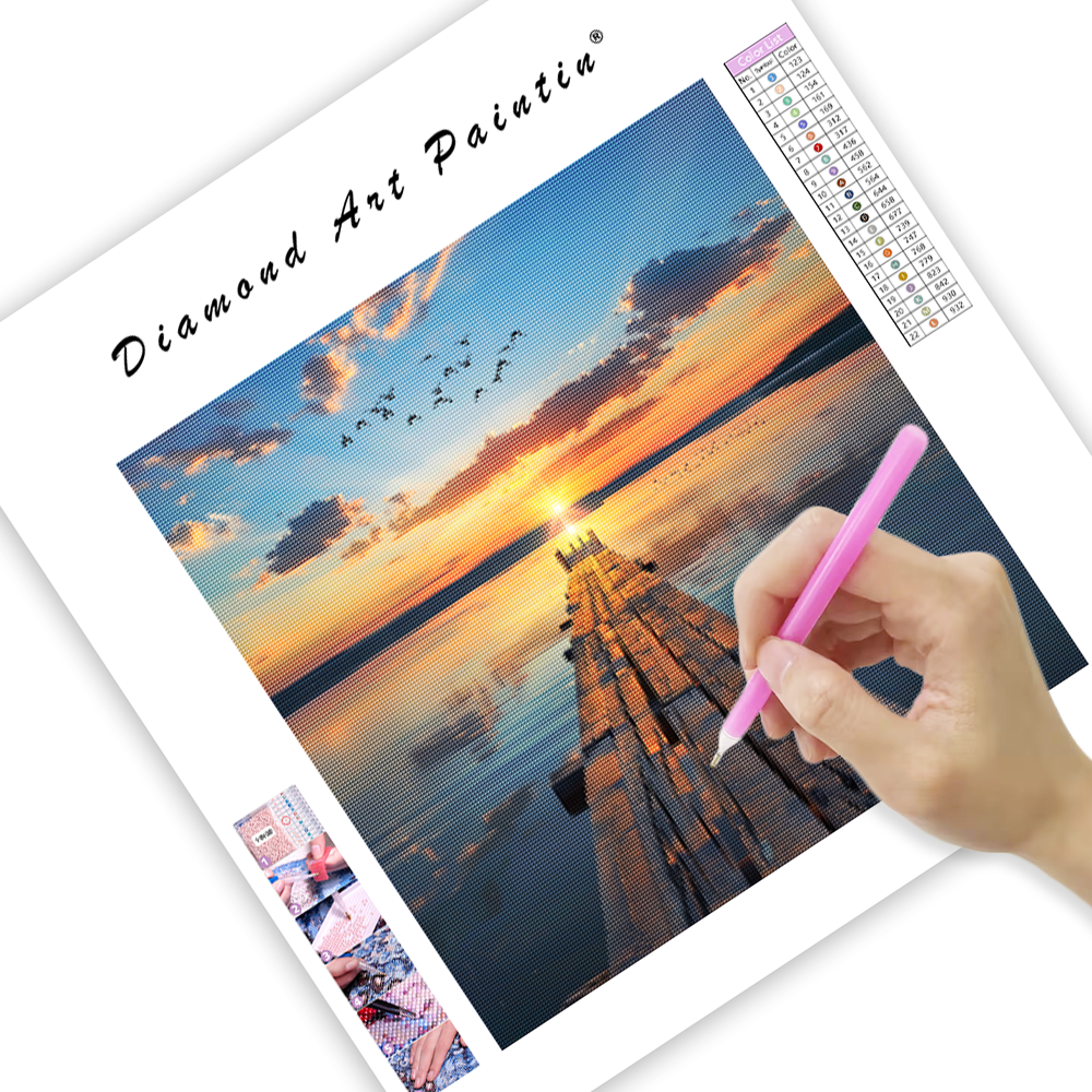 Mólo pri jazere Sunset - Diamantmålning