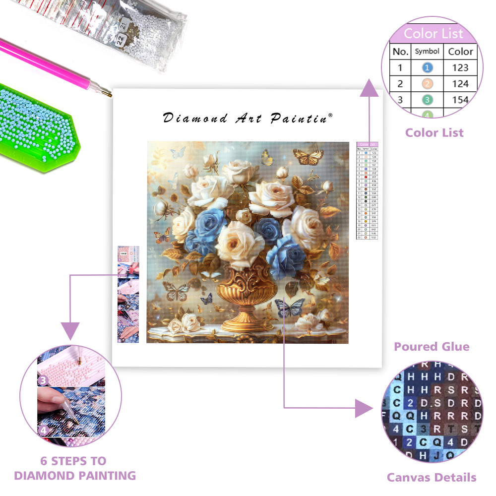 Modrá elegancia – Diamantmålning