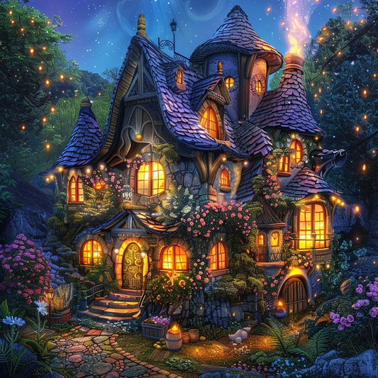 Fantasy Nočný Dom - Diamantmålning