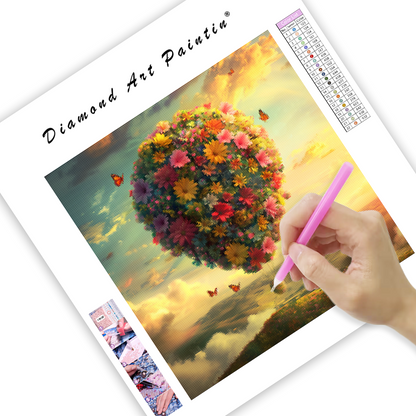 Kvetinový balón Sky - Diamantmålning