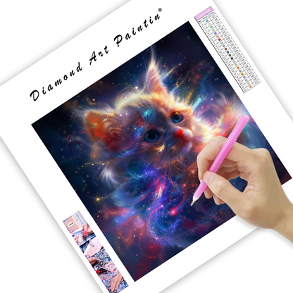 Galaxy Mačiatko s Iskrivými Očami - Diamantmålning