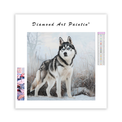 Husky v snehu - Diamantmålning
