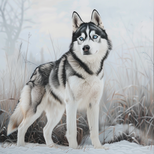 Husky v snehu - Diamantmålning