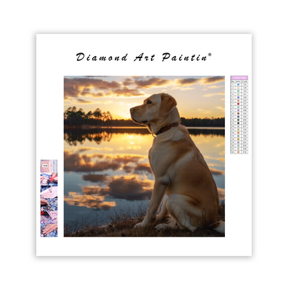 Labrador pri jazere Sunset - Diamantmålning