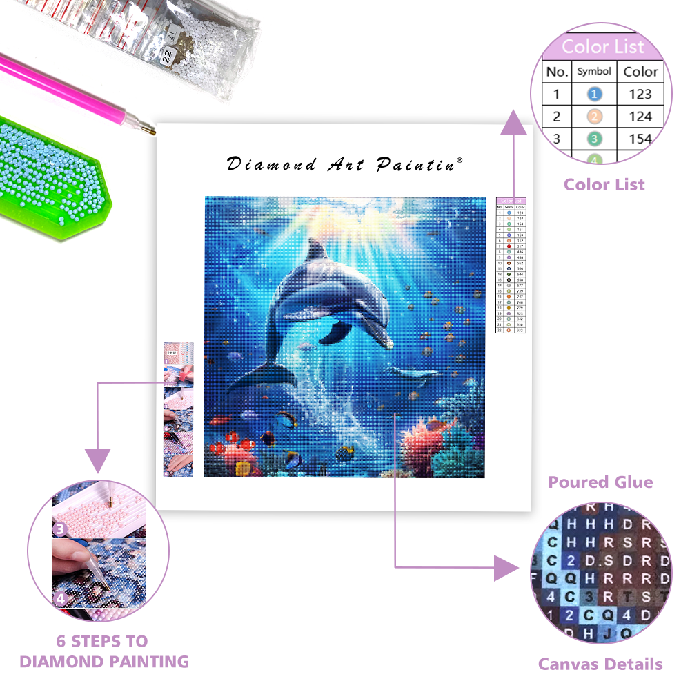 Harmónia oceánskeho delfína - Diamantmålning