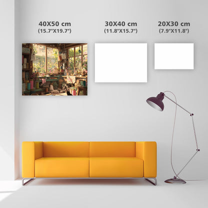 Katter i hantverksateljé - Diamantmålning