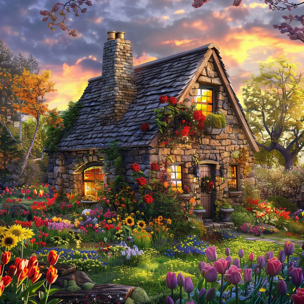 Lycka i stugträdgården - Diamantmålning