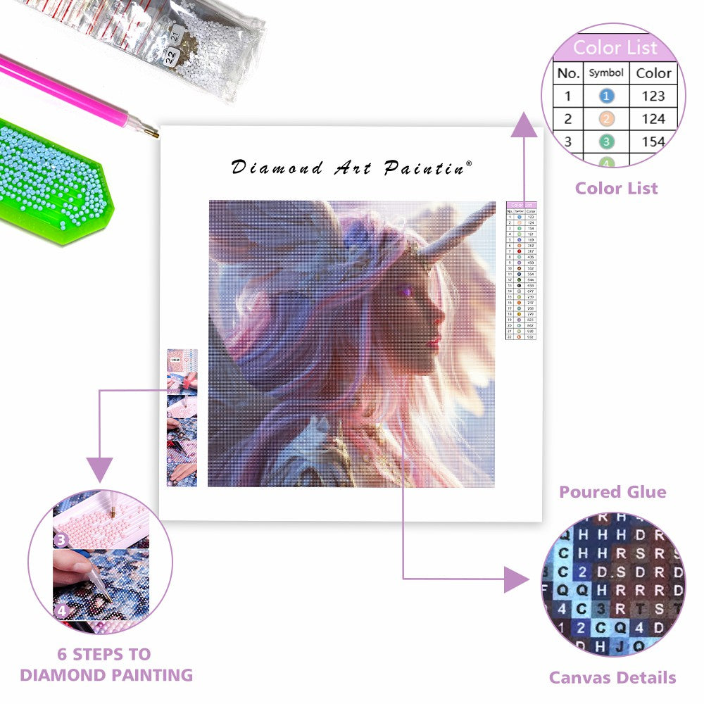 Fantasienhörning - Diamantmålning