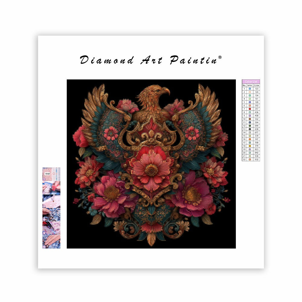 Blommig vapensköld - Diamantmålning