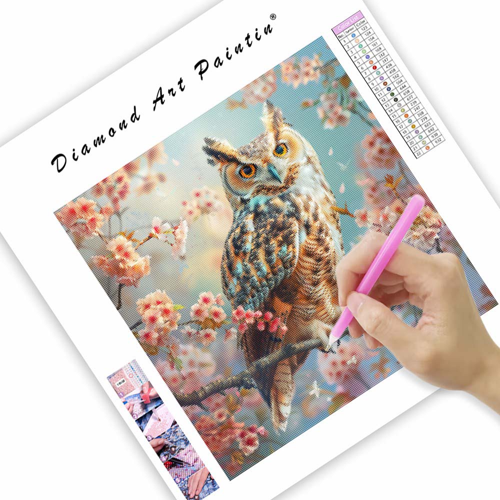 Blommig uggla - Diamantmålning