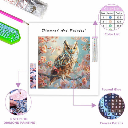 Blommig uggla - Diamantmålning