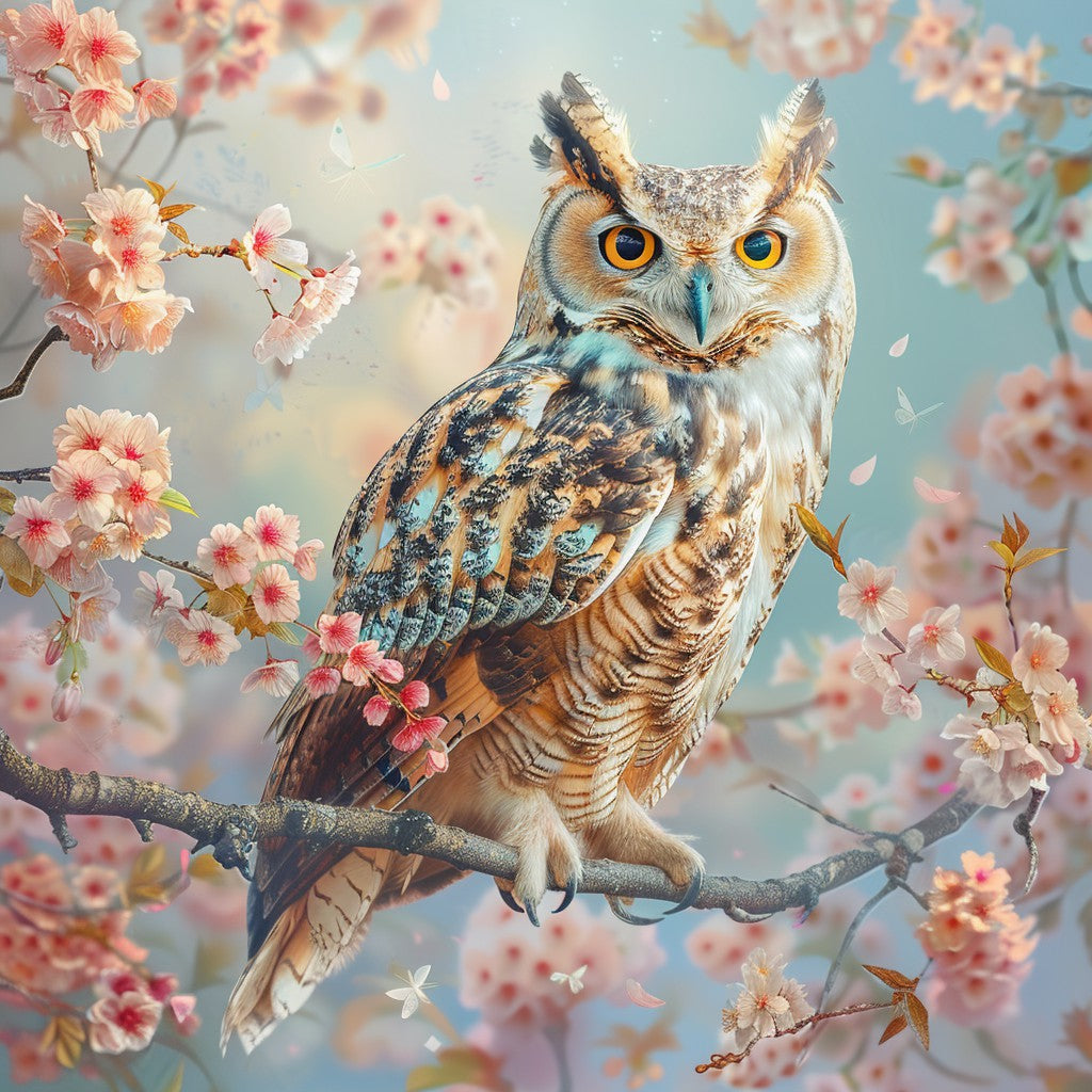 Blommig uggla - Diamantmålning