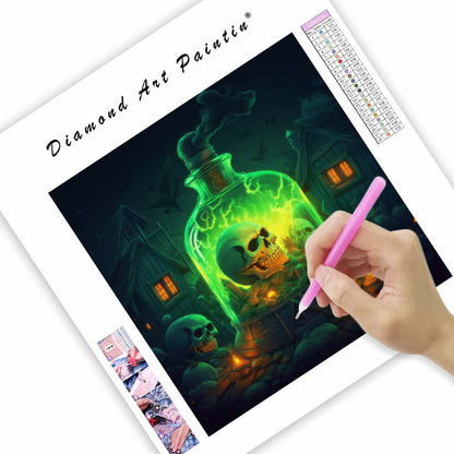 Halloween-dryckesflaska - Diamantmålning