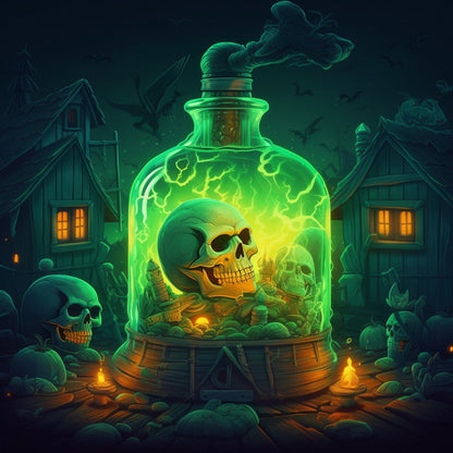 Halloween-dryckesflaska - Diamantmålning